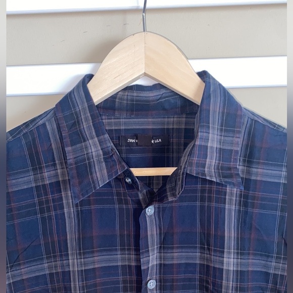 John Varvatos Men’s Luxury Designer Navy Plaid Button Down Shirt - Size M - Picture 4 of 11